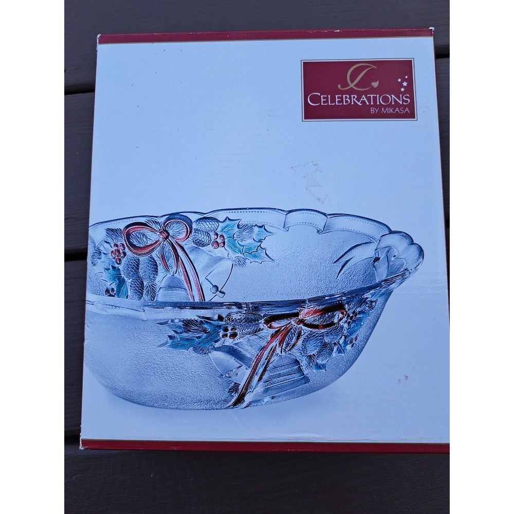 Celebrating By Mikasa Holiday Bella Collection Christmas Oval Glass Bowl Decor